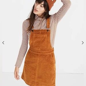 Madewell Corduroy Overall Dress Carrot Cake XS